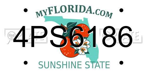 4PS6186 Florida License Plate