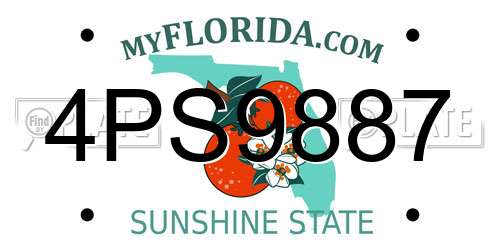 4PS9887 Florida License Plate
