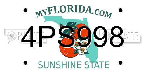 4PS998 Florida License Plate