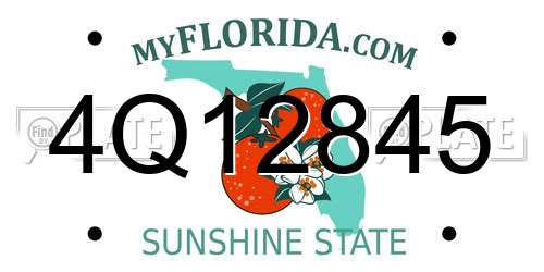 4Q12845 Florida License Plate