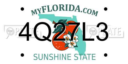 4Q27L3 Florida License Plate