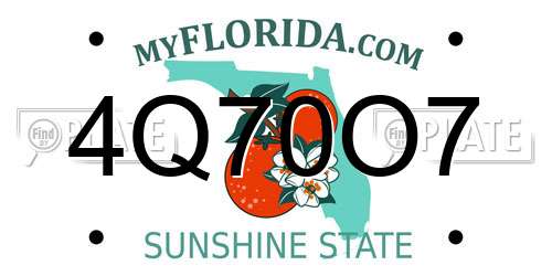4Q70O7 Florida License Plate