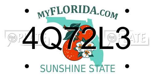 4Q72L3 Florida License Plate
