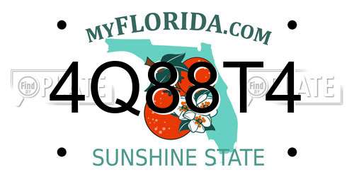 4Q88T4 Florida License Plate