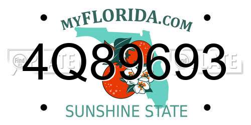 4Q89693 Florida License Plate