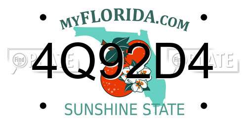 4Q92D4 Florida License Plate