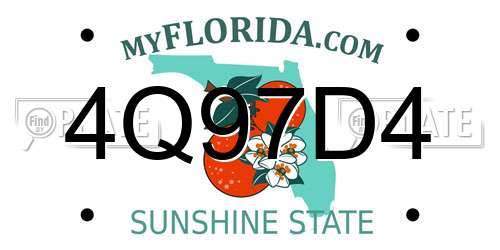 4Q97D4 Florida License Plate