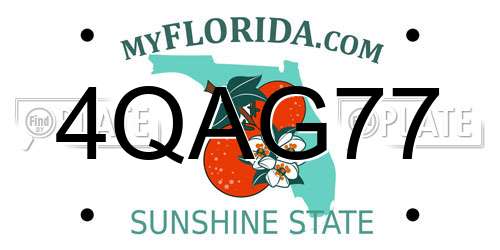 4QAG77 Florida License Plate