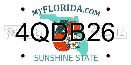 4QDB26 Florida License Plate