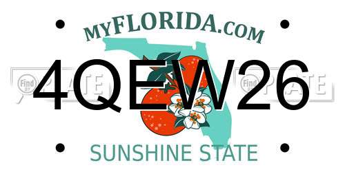 4QEW26 Florida License Plate