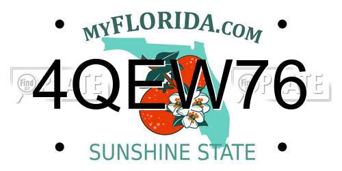 4QEW76 Florida License Plate