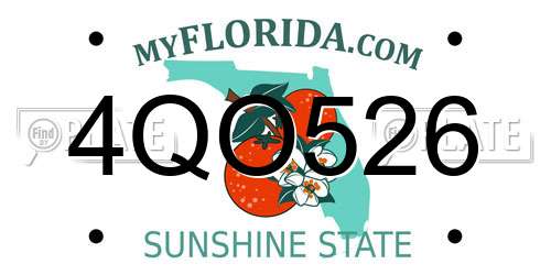 4QO526 Florida License Plate