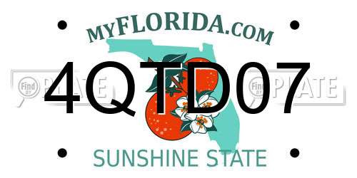 4QTD07 Florida License Plate