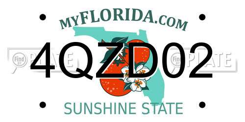 4QZD02 Florida License Plate
