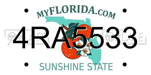 4RA5533 Florida License Plate