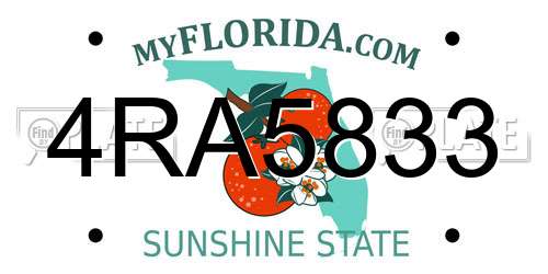 4RA5833 Florida License Plate