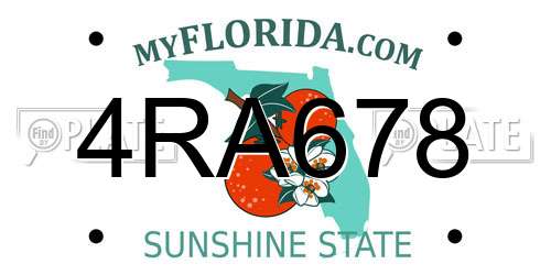 4RA678 Florida License Plate