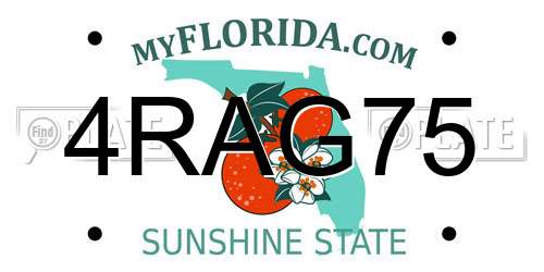 4RAG75 Florida License Plate