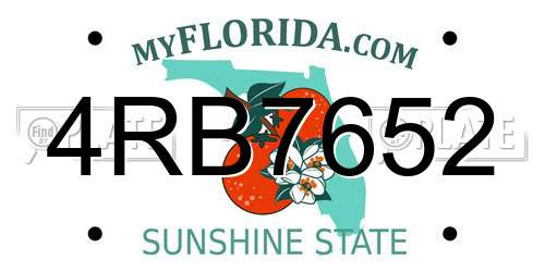 4RB7652 Florida License Plate