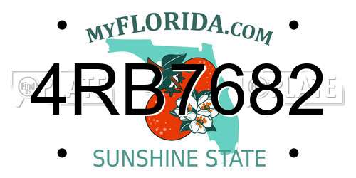4RB7682 Florida License Plate
