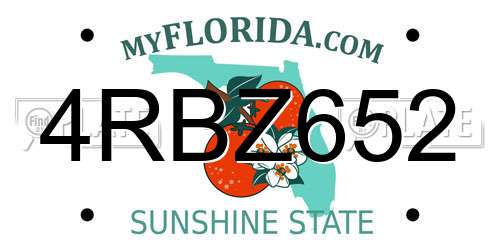 4RBZ652 Florida License Plate