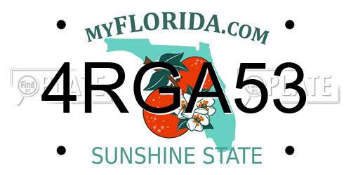 4RGA53 Florida License Plate