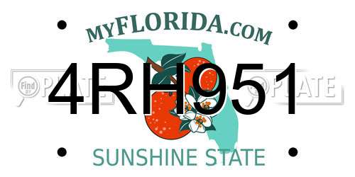 4RH951 Florida License Plate