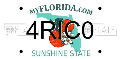 4RIC0 Florida License Plate