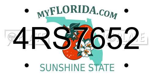 4RS7652 Florida License Plate