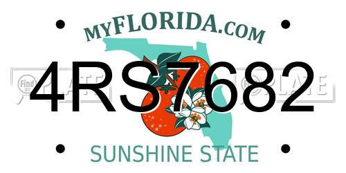 4RS7682 Florida License Plate