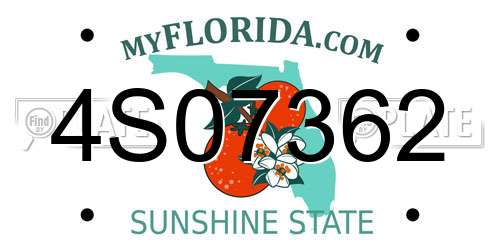 4S07362 Florida License Plate