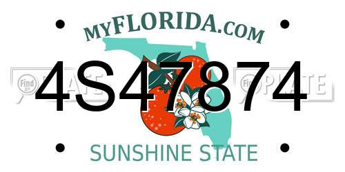 4S47874 Florida License Plate
