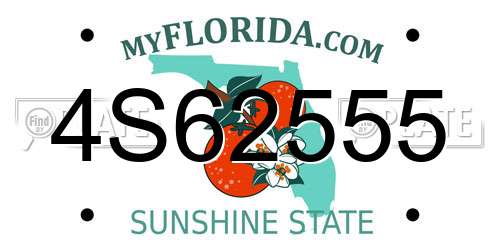 4S62555 Florida License Plate