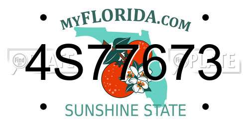 4S77673 Florida License Plate