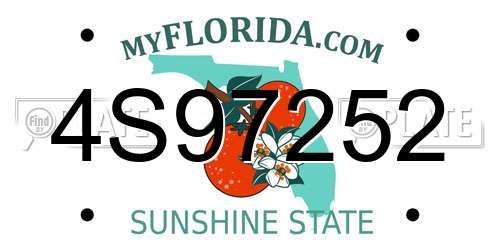 4S97252 Florida License Plate