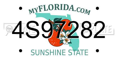 4S97282 Florida License Plate