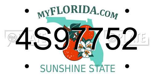 4S97752 Florida License Plate