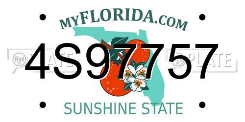 4S97757 Florida License Plate