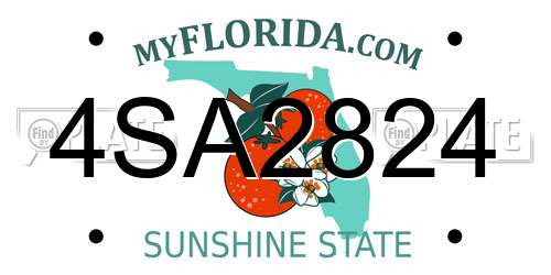 4SA2824 Florida License Plate