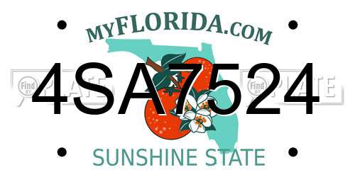 4SA7524 Florida License Plate