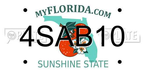 4SAB10 Florida License Plate