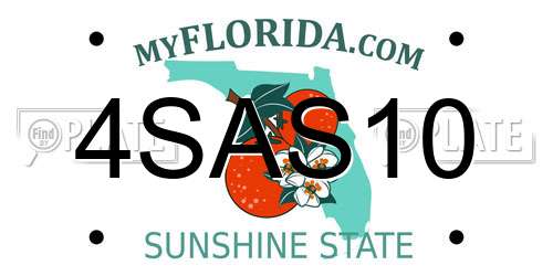 4SAS10 Florida License Plate