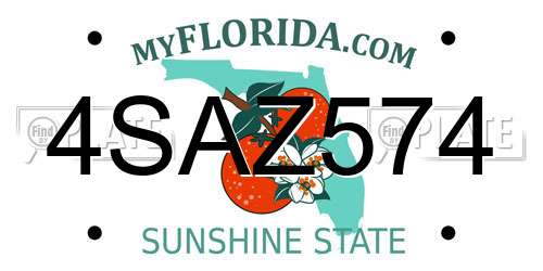 4SAZ574 Florida License Plate