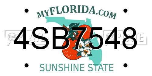 4SB7548 Florida License Plate