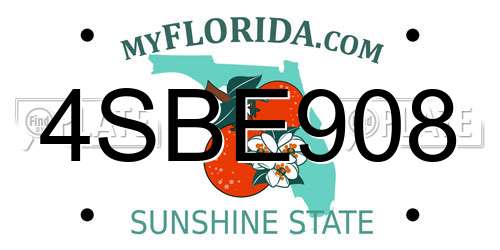 4SBE908 Florida License Plate