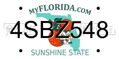 4SBZ548 Florida License Plate