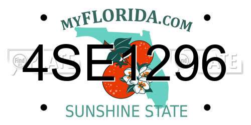4SE1296 Florida License Plate