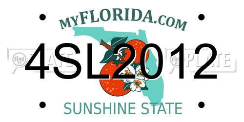 4SL2012 Florida License Plate