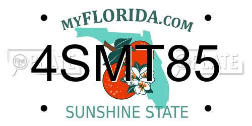 4SMT85 Florida License Plate