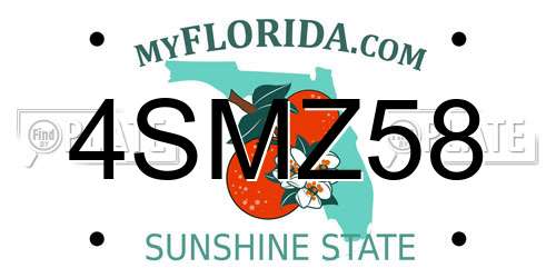 4SMZ58 Florida License Plate